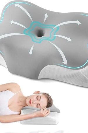 Cervical Neck Pillow, Ergonomic Side Sleeper Pillow for Neck Support, Cooling Memory Foam Pillows for Sleeping, Contour Orthopedic Bed Pillows for Side Back Stomach Sleepers with Removable Pillowcase