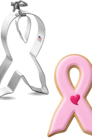 Awareness Ribbon Cookie Cutter 2 Pc Set – Ribbon, Tear Drop Cookie Cutters Hand Made in the USA from Tin Plated Steel