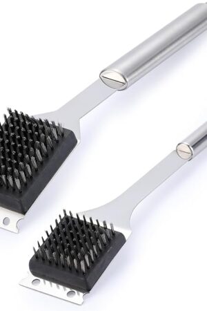 2 Pack Grill Brush and Scraper, 16.5? & 14? Wire BBQ Grill Brush for Outdoor Grill, 304 Stainless Steel Cleaning Brush BBQ Grill Accessories, Safe Grill Cleaner Brush-Ideal Gift for Men/Dad BBQ Brush
