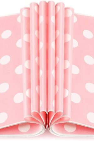 150 Pcs Wax Paper Sheets for Food Dot Printed Bakery Tissue Greaseproof Disposable Wrapping Paper for Sandwich Food Picnic Basket Liner Halloween Xmas Birthday Party Supplies(Pink,150 Pcs)