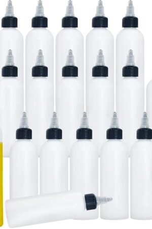 20 Pcs 4 Oz Plastic Squeeze Condiment Bottles with Twist-on Cap Lids,Sauce Bottle with Squeeze Top,Squirt Condiment Bottles for Ketchup,Mustard,Olive Oil and More