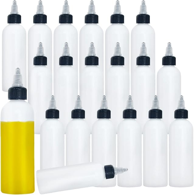 20 Pcs 4 Oz Plastic Squeeze Condiment Bottles with Twist-on Cap Lids,Sauce Bottle with Squeeze Top,Squirt Condiment Bottles for Ketchup,Mustard,Olive Oil and More