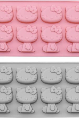 2 Packs Cute Cat Silicone Fondant Cake Mold 8-Cavity Cartoon Ice Mold Non-stick Mousse Chocolate Candy Mold for Sugarcraft Candy Cupcake Topper Baking