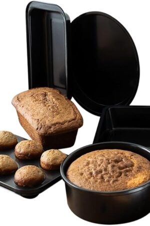 5-piece Baking Set - Versatile and Oven Safe Bakeware Set - Durable Bakeware Set - Baking Cookware - Kitchen Baking Pans, Kitchen Essentials - Baking Pan Set by Roppa
