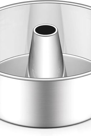 E-far Angel Food Cake Pan, 10-Inch Stainless Steel Tube Pan for Baking Pound Chiffon Cake, One-piece Design & Non-toxic, Dishwasher Safe