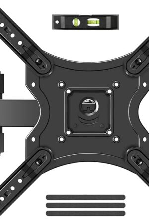 ELIVED Full Motion TV Wall Mount for Most 26-60 Inch TVs, Articulating Arms Swivel and Tilt tv Mount, Wall Mount Brackets Max VESA 400x400, Single Stud Perfect Center Design, Holds Up to 77 lbs.