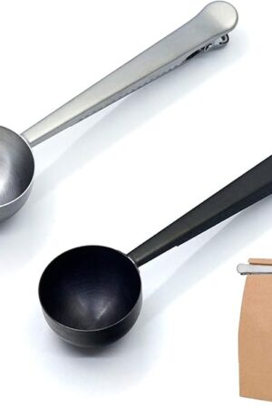 Coffee Scoop,Stainless Steel Coffee Scoop Clip,Coffee Spoon Measuring,for Ground Coffee and Beans,Set of 2(15ml/Black+30ml/Silver).
