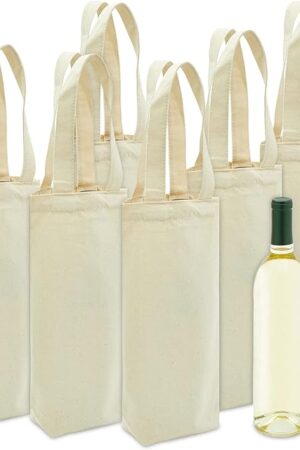 BLUE PANDA Canvas Wine Carrying Bags Burlap 6 Pack