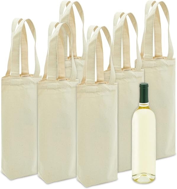 BLUE PANDA Canvas Wine Carrying Bags Burlap 6 Pack