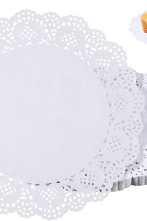 100 Pieces Paper Doilies, 12 Inch Doilies for Food, Disposable Lace Paper Doilies for Tables, Round Paper Placemats Bulk for Cakes Desserts Crafts (White)