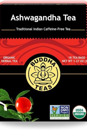 Buddha Teas - Ashwagandha Root Tea - Herbal Tea - Promote Cleansing & Wellness - With Antioxidants & Minerals - Clean Ingredients - Caffeine Free - OU Kosher - 18 Tea Bags (Pack of 1)