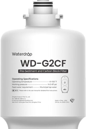 Waterdrop WD-G2CF Filter, Replacement for WD-G2-W, WD-G2-B, WD-G2P600-W Reverse Osmosis System,12-Month Lifetime