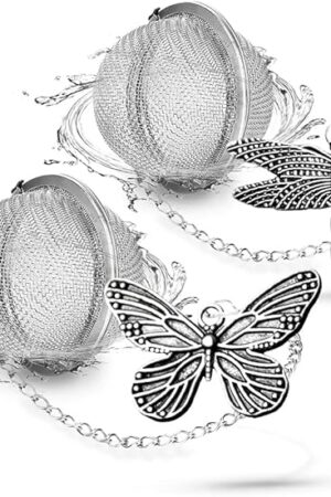 2pcs Tea Infuser,Loose Leaf Tea Steeper Tea Strainer with Charm Handmade Dragonfly Butterfly Pendant Tea Ball Tea Filter Tea Infusers for Loose Tea
