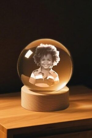 Custom Crystal Ball with Lamp,Ultrasound Picture Frames,Ideal Gift for Expecting Parents,Customizable Gifts,3D Crystal Photo Personalized.