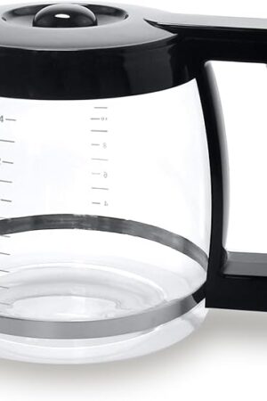 14-Cup Glass Replacement Coffee Carafe Compatible with Cuisinart Coffee Maker Models DCC-2200, DCC-2600, DCC-2800, DCC-3200, and DCC-3200P1, Coffee Pot Decanter Pitcher, Black Handle