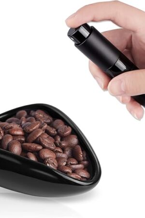 Coffee Bean Dosing Cup and Spray Bottle Set - Ceramic Espresso Accessories Kit, 8ml Static Reducing Sprayer for Camping, Gym, Home Use | Barista-Approved Dosing Tools (Black)