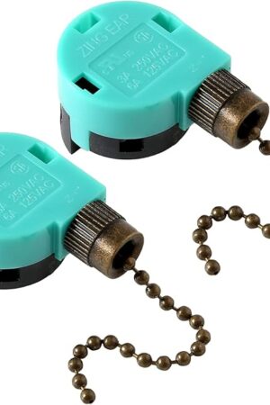 Ceiling Fan Switch Zing Ear ZE-268S6, 3 Speed 4 Wire Speed Control Pull Chain Cord Appliances Switch Replacement Parts Compatible with Hunter Ceiling Fans Wall Lamps (Bronze)