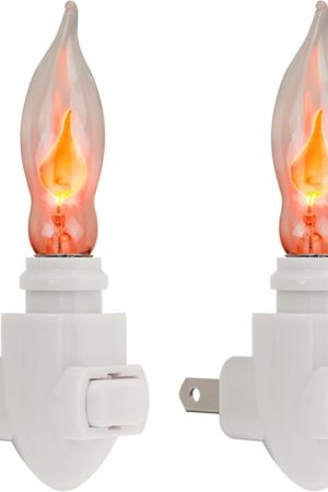 Creative Hobbies Pack of 2 - Plug in Night Light Modules White Plastic Include Flicker Night Light Bulbs, Great for Making Your Own Halloween Fall Christmas Holiday Flickering Night Lights