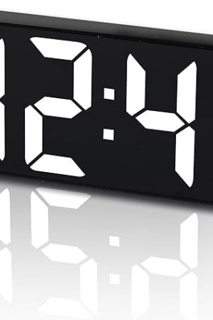 Digital Alarm Clock for Bedroom,Mirror Surface LED Electronic Clocks,Adjustable Brightness, Snooze Model,Voice Control,12/24H Display,Alarm Clock for Kids,Office,Table,Nightstand-White