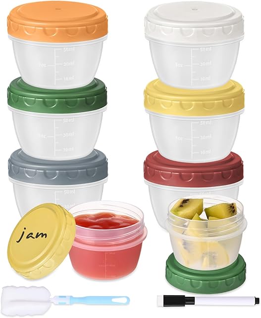 6pcs 2 oz Salad Dressing Container, Reusable Condiment Containers Sauce Cups with Leak-proof Lids, Small Plastic Food Storage Dip Containers for Lunches, Freezer, Microwave & Dishwasher Safe