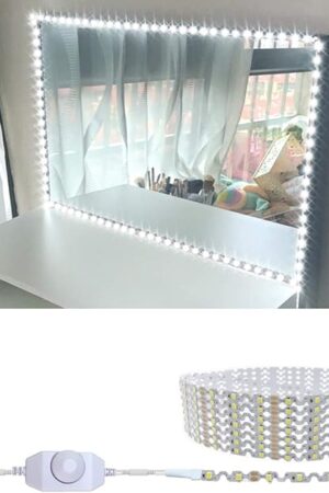 13ft/4M Led Vanity Mirror Lights Kit Bendable NO NEED TO CUT Vanity Make-up Mirror Cloakroom Adjustable Flexible Strip Light Table Set with Dimmer and Power Supply Mirror Not Included
