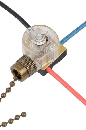 Zing Ear ZE-110 Ceiling Fan Light Switch, Replacement Lamp Pull Chain Switch 3 Wire Fan Switch Compatible with Hunter Ceiling Fans (Bronze Pull Chain)