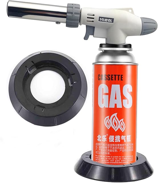 Butane Torch Kitchen Blow Lighter - Japan's Original Culinary Torches Head Chef Cooking Professional Adjustable Flame with Stabilizing Stand for Creme Brulee, Baking, BBQ (Butane Fuel Not Included)