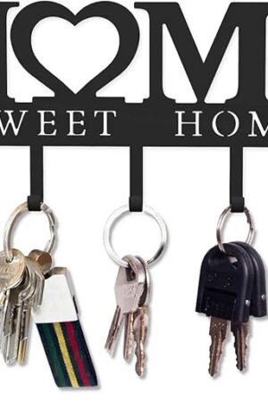 WIPHANY Key Holder Hooks Organizer Hanger Rack Wall Mounted with Screws and Anchors Home Sweet Home Wall Metal Decor for Entryway Front Door Kitchen Hallway Garage Mudroom Office 9.8inches/25cm