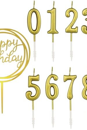 10-Piece Number Birthday Candles - Glitter Cake Toppers for Birthday & Wedding Parties