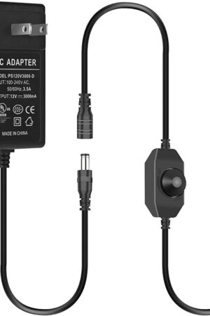 12V 3A Power Adapter,36W AC 100-240V to DC 12V Transformers Converter with Dimmer Switch,12Volt 3Amp Power Supply Charger with 5.5mmx2.1/2.5mm DC Output Jack for LED Light LCD Monitor[UL Listed]