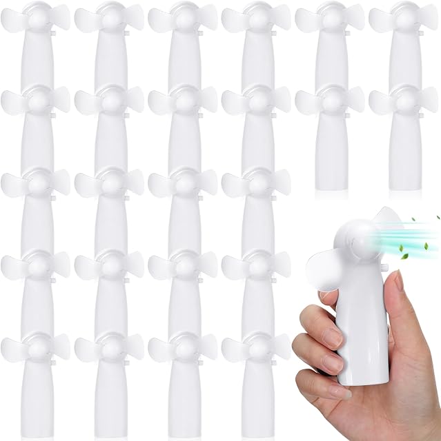 24 Pcs Mini Portable Electric Fan Bulk Powerful Personal Handheld Fan for Wedding Favors Summer Music Festival Travel Camping, Battery Not Include(White)