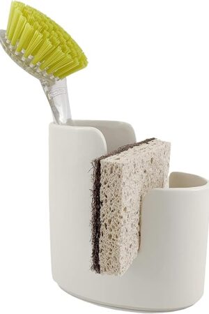 Ceramic Kitchen Sink Caddy Dish Sponge Holder White