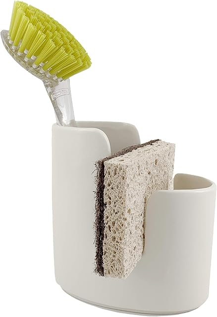 Ceramic Kitchen Sink Caddy Dish Sponge Holder White