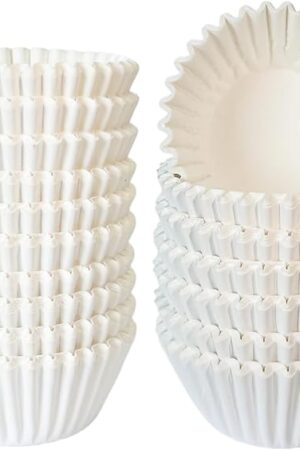 500 Count Mini White Cupcake Liners Grease Resistant Odorless Small Baking Cups (500, Small)