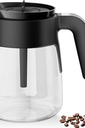 Coffee Pot Glass Carafe with Brew-Through Lid, Compatible with Ninja Coffee Maker, BPA Free, Dishwasher Safe