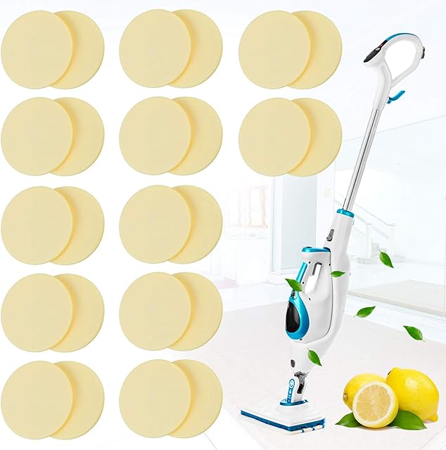 Blulu 24 Pack Replacement Steam Mop Scent Discs Steam Mop Fragrance Discs Pads Compatible with Bissell Powerfresh and Symphony Series Fits Model 1940, 1806 and 1132, Lemon Fresh Fragrance