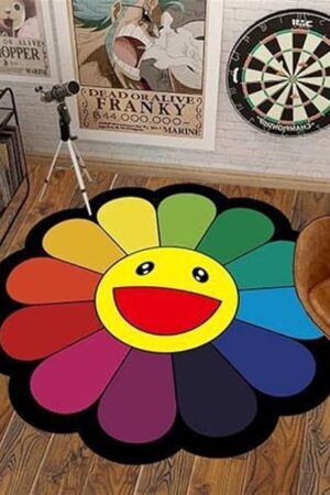 40Inch Takashi Murakami Rug - Flower Design, Soft and Durable Material for Home Decor and Office Use by Takashi Murakami (02, 40X40inch(100x100cm))