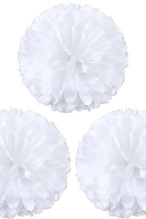 3 Pcs White Homecoming Mum Flowers 6.5" Silk Homecoming Mum Supplies Trinkets 21 Layers Artificial Flowers Kits for Back to School Week Party Decorations
