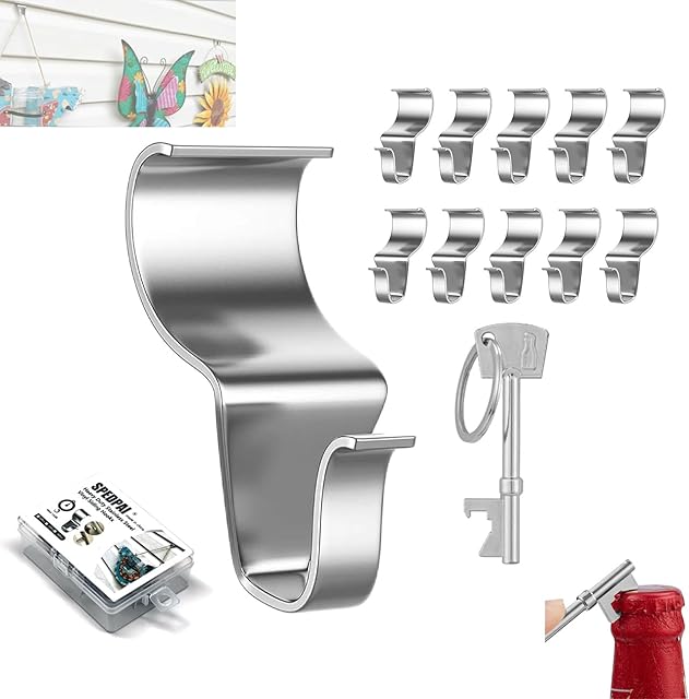 Vinyl Siding Hooks for Hanging Outdoor Decorations,Heavy Duty Wall Hooks for Hanging Garden Flags, Wreaths,Lights,Halloween Decorations,Fall Outdoor Decor with Bottle Opener Pendant (10)