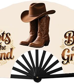13'' Large Fans for Line Dancing Where Them Fans At Clack Fan, Boots on The Ground Hand Fan, Line Dance Popping Fan for Dance, Party, Decoration, Festival (Type 5)