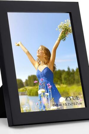 6x8 inch Picture Frame Made of 100% Solid Wood and High Definition PlexiGlass Display Pictures for Table Top Display and Wall Mounting Photo Frame Black