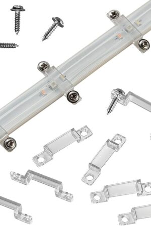 100 Pack LED Strip Light mounting Brackets led Clips for Outdoor RGBIC LED Strip Light Clips with 202 Screws Suit for 13-14mm Wide IP67/68 Waterproof Strip Lights