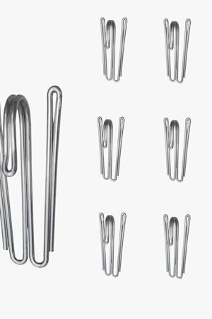 60 pcs Stainless Steel Curtain Hooks Drapery W Shape Hook Stainless Curtain Pleat Tape Hooks