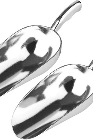 12 Oz Cast Aluminum Bar Ice Scoop Suitable for wedding, buffet (Silver-2pc)