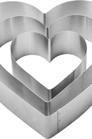 3PCS Heart Cookie Cutter Set, 4" 6" 8" Stainless Steel Sandwiches Cutter DIY Heart Cake Cutter Cake Molds Ring Set Mousse Mold Biscuit Cutter Valentines Cookie Cutters Pastry Cutters