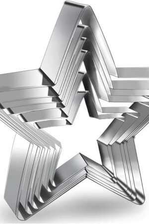 6 Pieces Star Cookie Cutters Set - Stainless Steel Five-Pointed Shaped Cutter, Biscuit Molds, Fondant Cake Cheese Cutter, Pastry Mold Bakeware Tools - Christmas Gifts (Assorted Sizes)