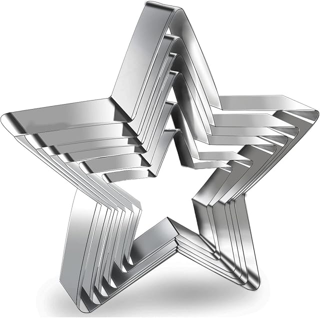 6 Pieces Star Cookie Cutters Set - Stainless Steel Five-Pointed Shaped Cutter, Biscuit Molds, Fondant Cake Cheese Cutter, Pastry Mold Bakeware Tools - Christmas Gifts (Assorted Sizes)
