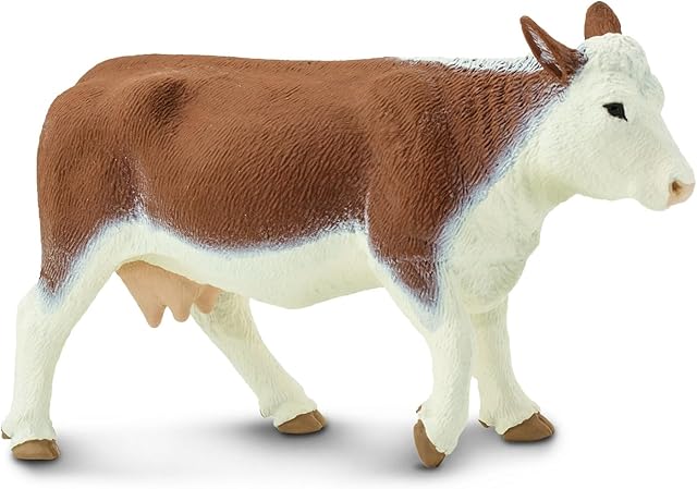 The Safari Ltd. Hereford Cow Figurine - Lifelike 5.5" Model Figure - Educational Toy for Boys, Girls, and Kids Ages 1+