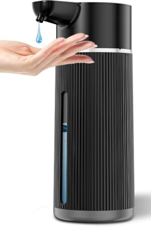 Automatic Soap Dispenser Touchless, 14.2oz/420ml Dish Hand Soap Dispenser for Kitchen Bathroom, Adjustable Volume for Thick & Thin Liquid, USB C Rechargeable, Clog-Free, Black