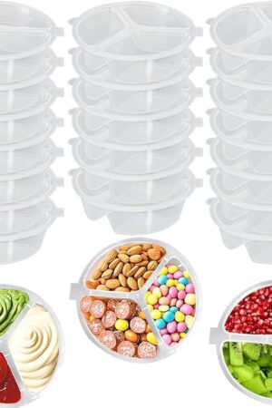 20 Piece Container Set, Reusable Snack Containers with, Lids Three Compartment Sauce, Mini for Kids and Adults, Disposable Snack Packaging Containers